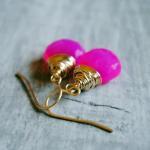 Pink Earrings Chalcedony 14kt Gold Filled Wire..
