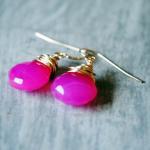 Pink Earrings Chalcedony 14kt Gold Filled Wire..