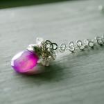 Light Magenta Necklace Sterling Silver Chalcedony..