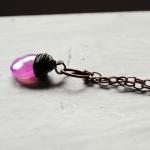 Purple Chalcedony Necklace Antique Copper Gemstone..