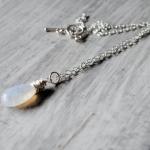 Rainbow Moonstone Necklace Sterling Silver Large..
