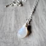 Rainbow Moonstone Necklace Sterling Silver Large..