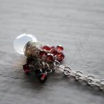 Red White Necklace Gemstones Garnet Chalcedony..