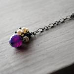 Purple Pearl Necklace Agate Gunmetal Gemstones..