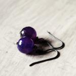 Grape Purple Earrings Agate Gunmetal Gemstones