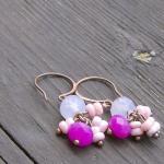 Lavender Pink Earrings Rhodochrosite Chalcedony..