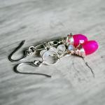 Pink Earrings Sterling Silver Rainbow Moonstone..