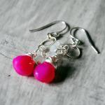 Pink Earrings Sterling Silver Rainbow Moonstone..