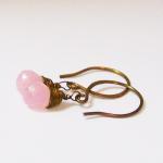 Light Pink Earrings Antique Copper Jade