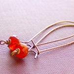Red Carnelian Earrings Gemstones Antique Copper