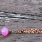 Light Pink Necklace Gemstones Chalcedony Copper..