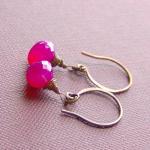 Pink Gemstone Earrings Copper Chalcedony Wire..