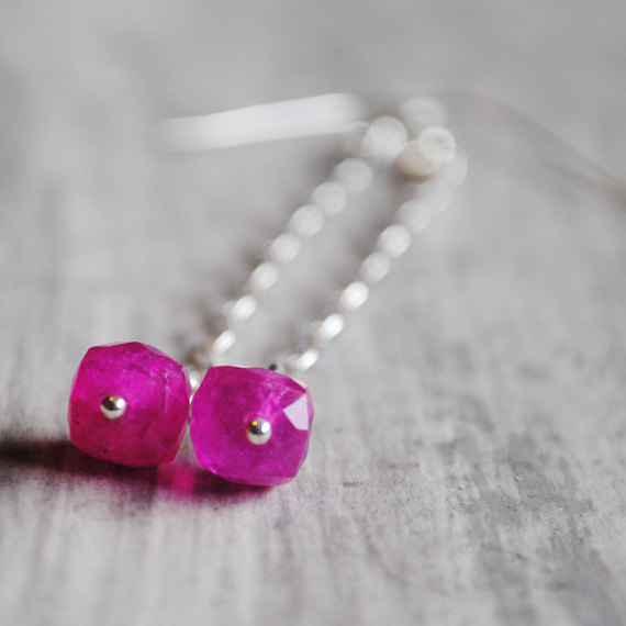Pink Earrings Chalcedony Sterling Silver Dangle Gemstones